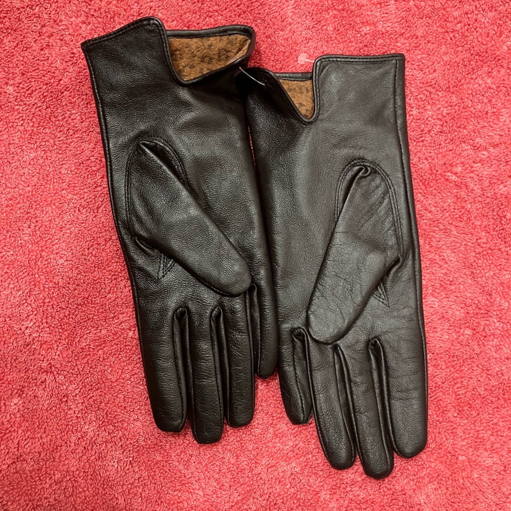 Black Leather Gloves 7/8 NEW - Picture 10 of 10